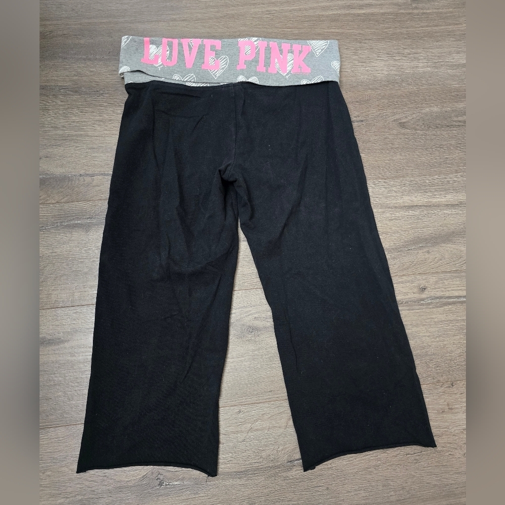 Pink Victorias Secret Rollover Yoga Style Crop Pants 2010 Girly Baddie Sz Small